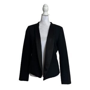 Vince Camuto Women’s Open Front Padded Shoulder Black Blazer Jacket Designer 6P
